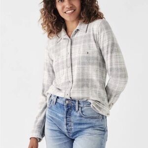 Faherty  Sz L Classic Sweater Shirt - Sandy Trails Plaid Women F26